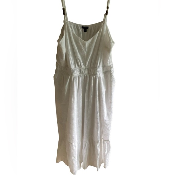 Torrid Midi Gauzy Lined Sun Dress Pockets White Beachy Cottagecore Ruffle 1X - Picture 12 of 12